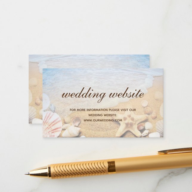 Tropical Beach Starfish Wedding Wedding Website Enclosure Card (Front/Back In Situ)