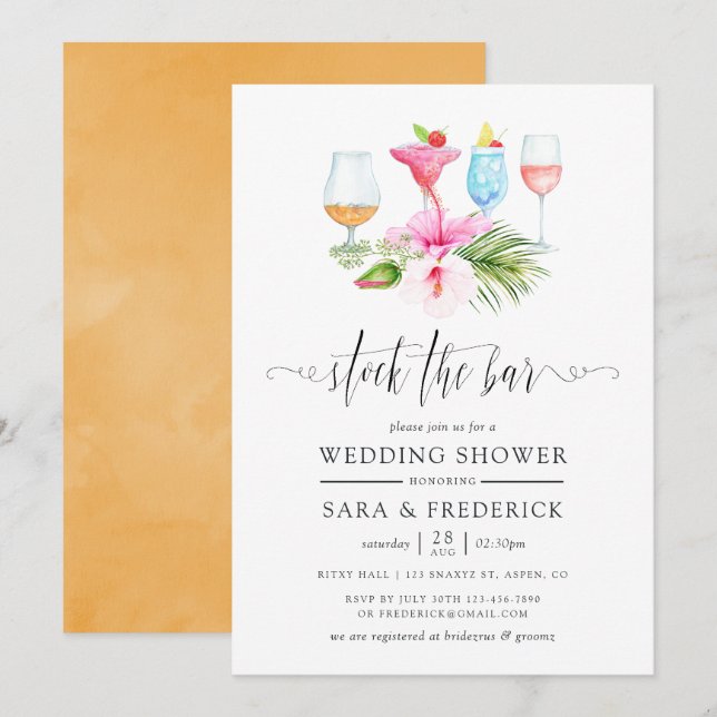 Tropical Beach Stock the Bar Invitation (Front/Back)
