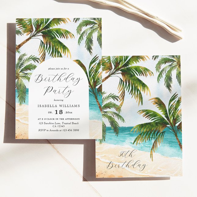 Tropical Beach Summer 30th Birthday Invitation (Creator Uploaded)