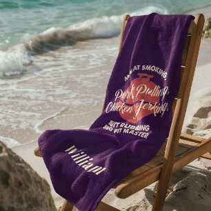 Tropical Beach Summer BBQ Pit Master Custom Beach Towel