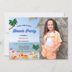 Tropical Beach Summer birthday Party Invitation