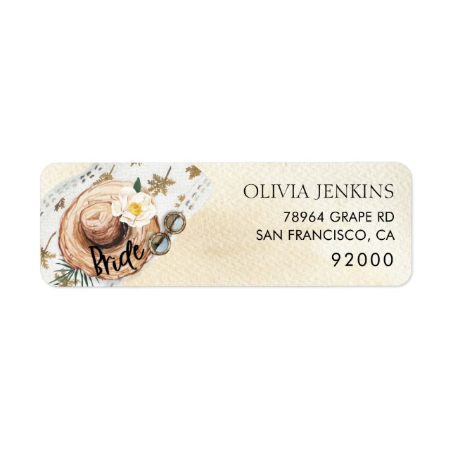 Tropical Beach Summer Bridal Shower Return Address (Front)