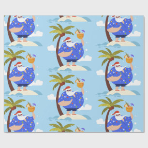 tropical beach summer christmas vacation santa wrapping paper