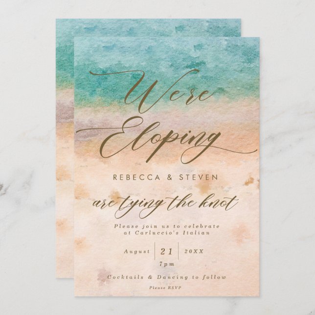 tropical beach summer eloping invitation (Front/Back)