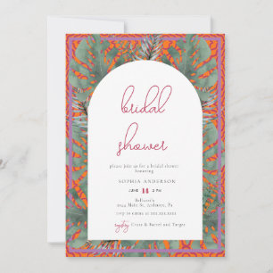 Tropical Beach Summer Fuchsia Bridal Shower  Invitation