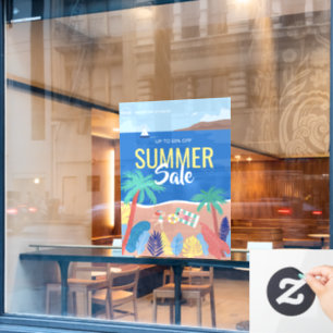 Tropical Beach Summer Sale Business Ads Window Cling