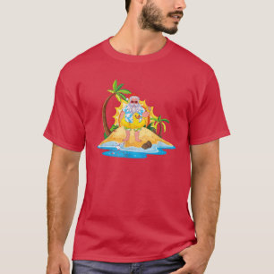 Tropical Beach Summer Sunset Funny Santa Christmas T-Shirt