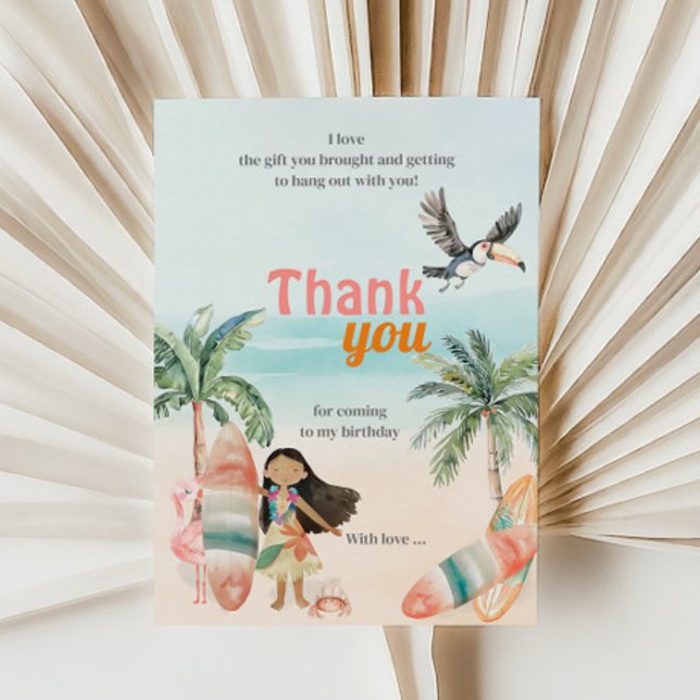 Tropical Beach Summer Surf Birthday Thank You Card (Creator Uploaded)