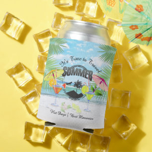 Tropical Beach, Summer Vacation   Personalised Can Cooler
