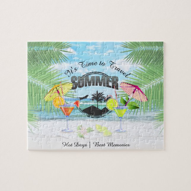 Tropical Beach, Summer Vacation | Personalised Jigsaw Puzzle (Horizontal)