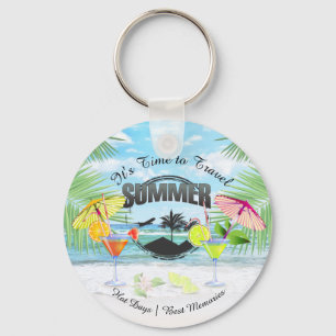 Tropical Beach, Summer Vacation   Personalised Key Ring