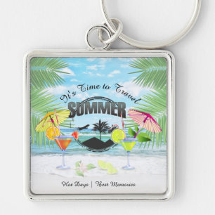 Tropical Beach, Summer Vacation   Personalised Key Ring
