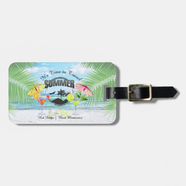 Tropical Beach, Summer Vacation | Personalised Luggage Tag (Front Horizontal)