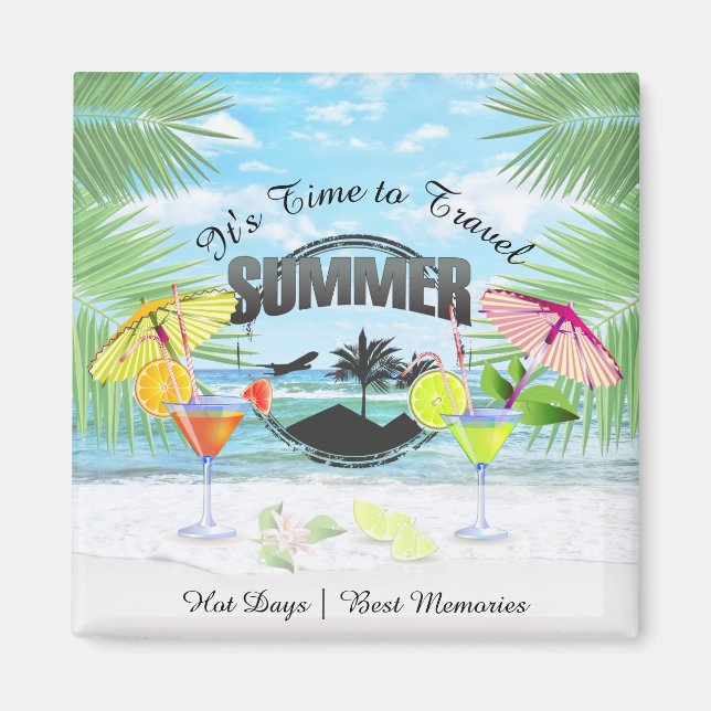 Tropical Beach, Summer Vacation | Personalised Magnet (Front)