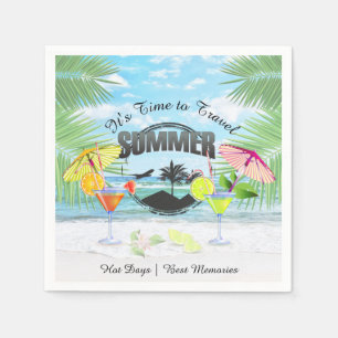 Tropical Beach, Summer Vacation   Personalised Napkin