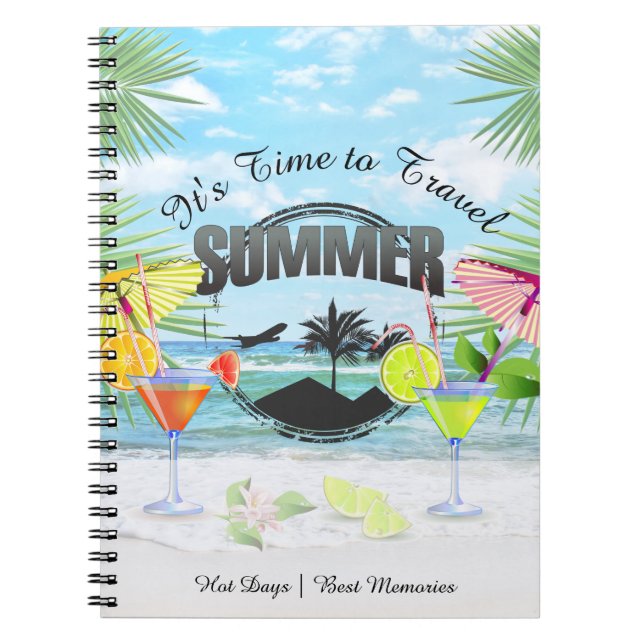 Tropical Beach, Summer Vacation | Personalised Notebook (Front)