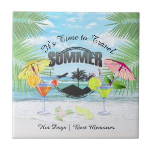 Tropical Beach, Summer Vacation   Personalised Tile