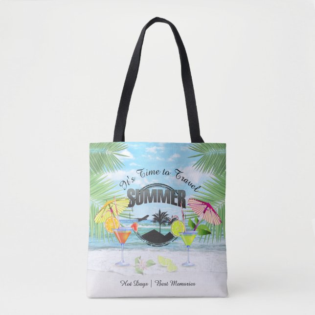Tropical Beach, Summer Vacation | Personalised Tote Bag (Front)