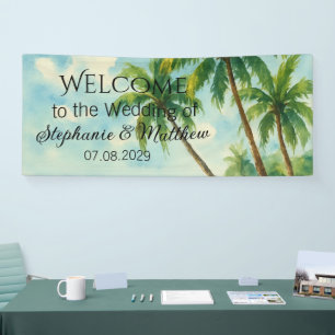 Tropical Beach Summer Watercolor Wedding Banner