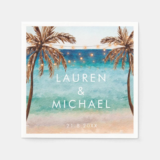 tropical beach summer wedding napkins (Front)