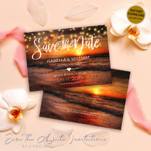 Tropical Beach Summer Wedding Save the Date Card