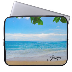Tropical Beach Sun Sand and Sea Custom Laptop Sleeve