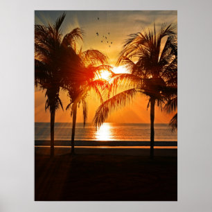 TROPICAL BEACH SUNSET 18X24 POSTER
