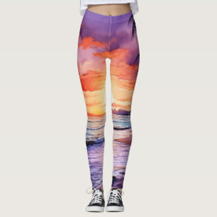 Tropical Beach Sunset #1 Leggings 
