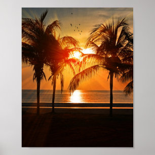 TROPICAL BEACH SUNSET 8X10 POSTER