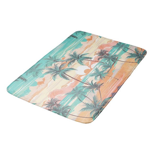 Tropical Beach Sunset Bath Mat (Angled)