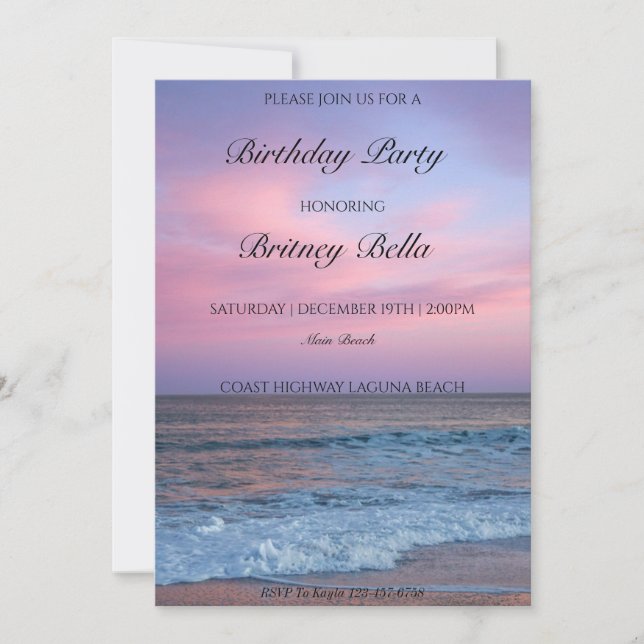 Tropical Beach Sunset Birthday Party  Invitation (Front)