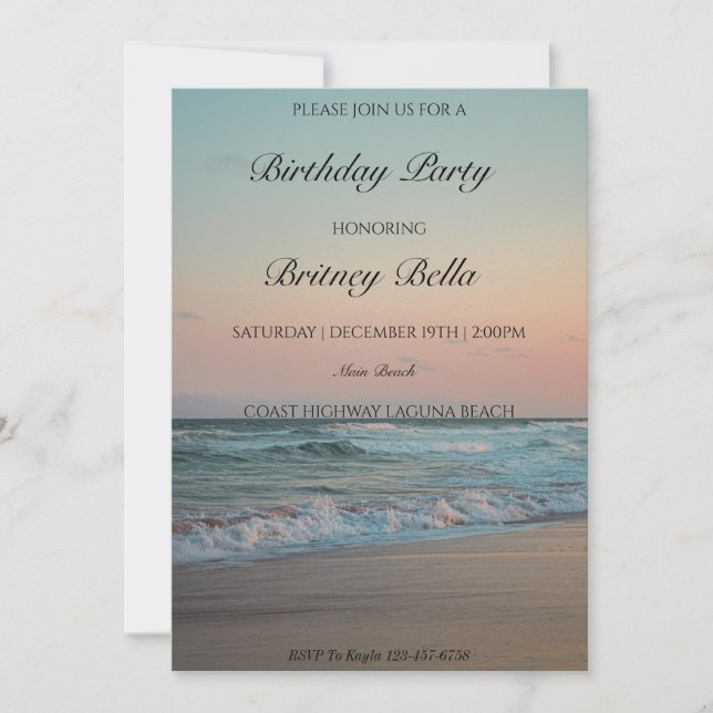 Tropical Beach Sunset Birthday Party  Invitation (Front)