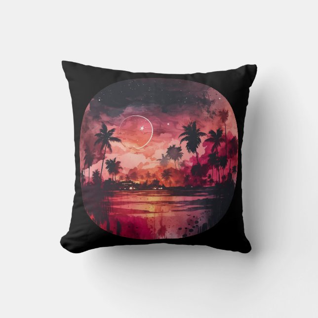 Tropical Beach Sunset Cushion (Front)