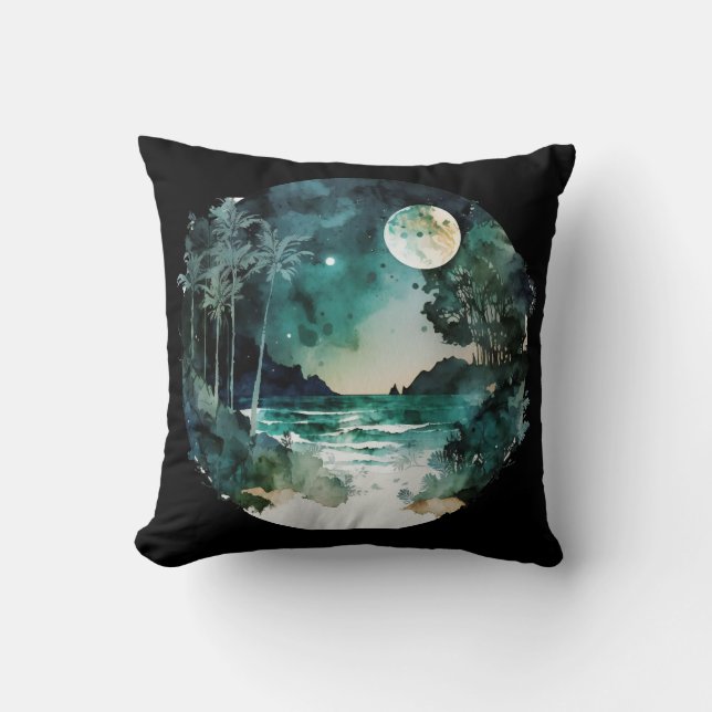 Tropical Beach Sunset Cushion (Front)