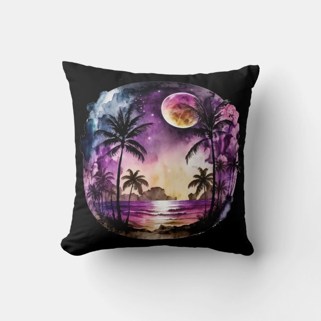 Tropical Beach Sunset Cushion (Front)