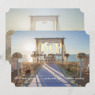 Tropical Beach Sunset Floral Arbor  RSVP Invitation
