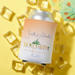Tropical Beach Sunset Honeymoon Fund Couple Shower Can Cooler