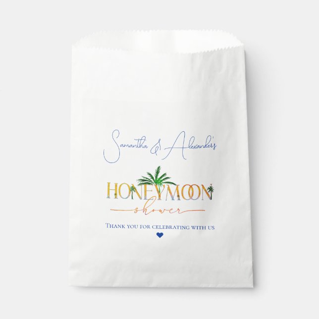 Tropical Beach Sunset Honeymoon Fund Couple Shower Favour Bags (Front)