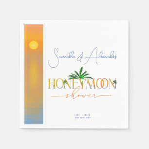 Tropical Beach Sunset Honeymoon Fund Couple Shower Napkin
