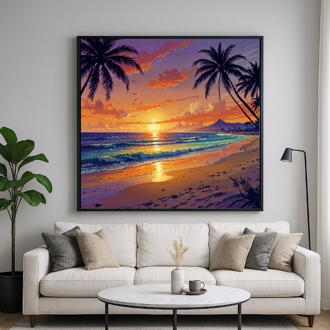 Tropical Beach Sunset - Illustration Style Art Poster (Creator Uploaded)