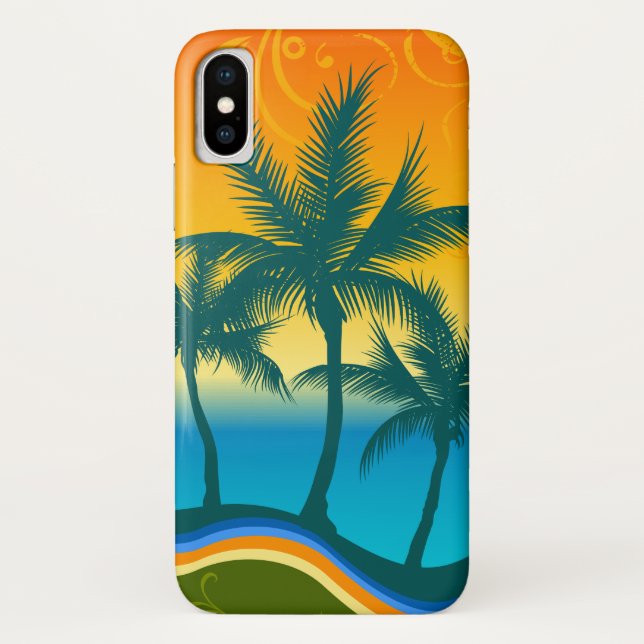 Tropical Beach Sunset iPhone X Phone Case (Back)