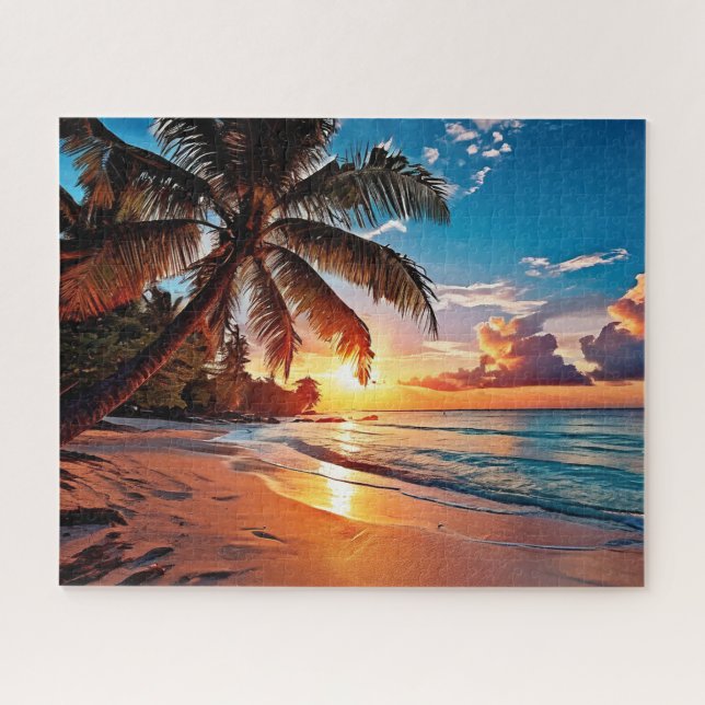 Tropical Beach Sunset Jigsaw Puzzle (Horizontal)