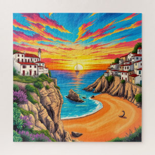 Tropical Beach Sunset Jigsaw Puzzle