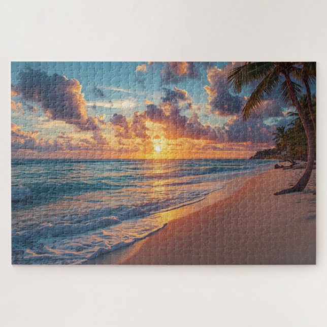 Tropical Beach Sunset Jigsaw Puzzle (Horizontal)
