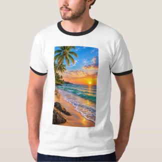 Tropical Beach Sunset Landscape T-Shirt