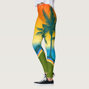 Tropical Beach Sunset Leggings