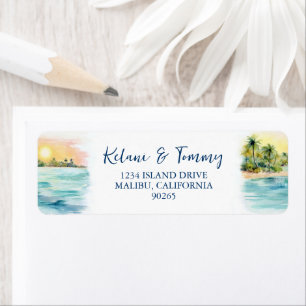 Tropical Beach Sunset & Palm Tree Wedding Address