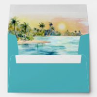 Tropical Beach Sunset & Palm Tree Wedding