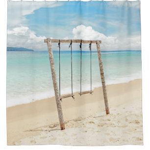 Tropical Beach Sunset Photo Sand Waves Seaside Shower Curtain