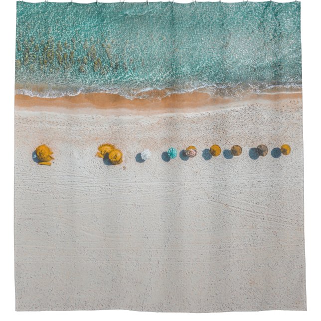 Tropical Beach Sunset Photo Sand Waves Seaside Shower Curtain (Front)